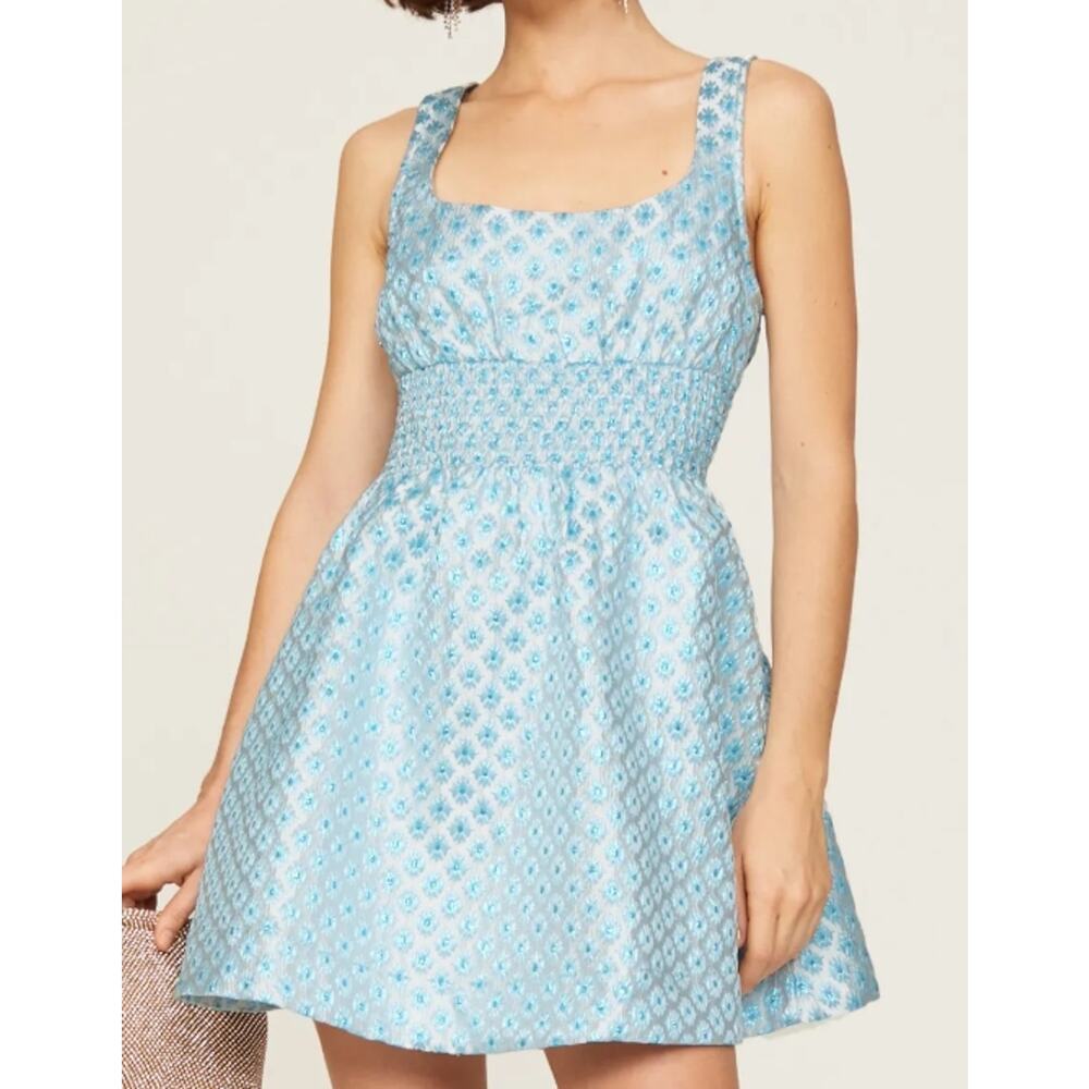 Hill House Home The Snowflake Brocade Cher sleeveless flare mini Dress S